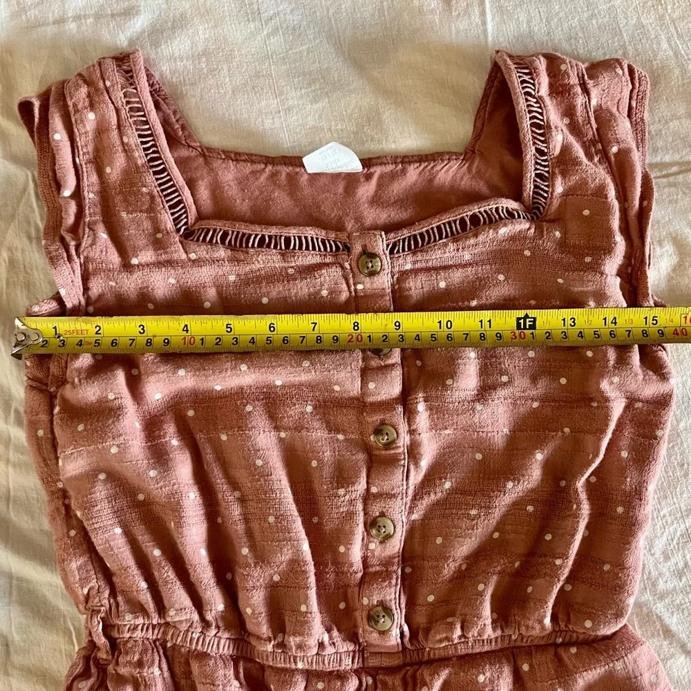 Mauve one‎ piece romper elastic waist white Polka dot Abercrombie kids 15/16